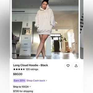 POPFLEX Long Cloud Hoodie - Cream/Off-White